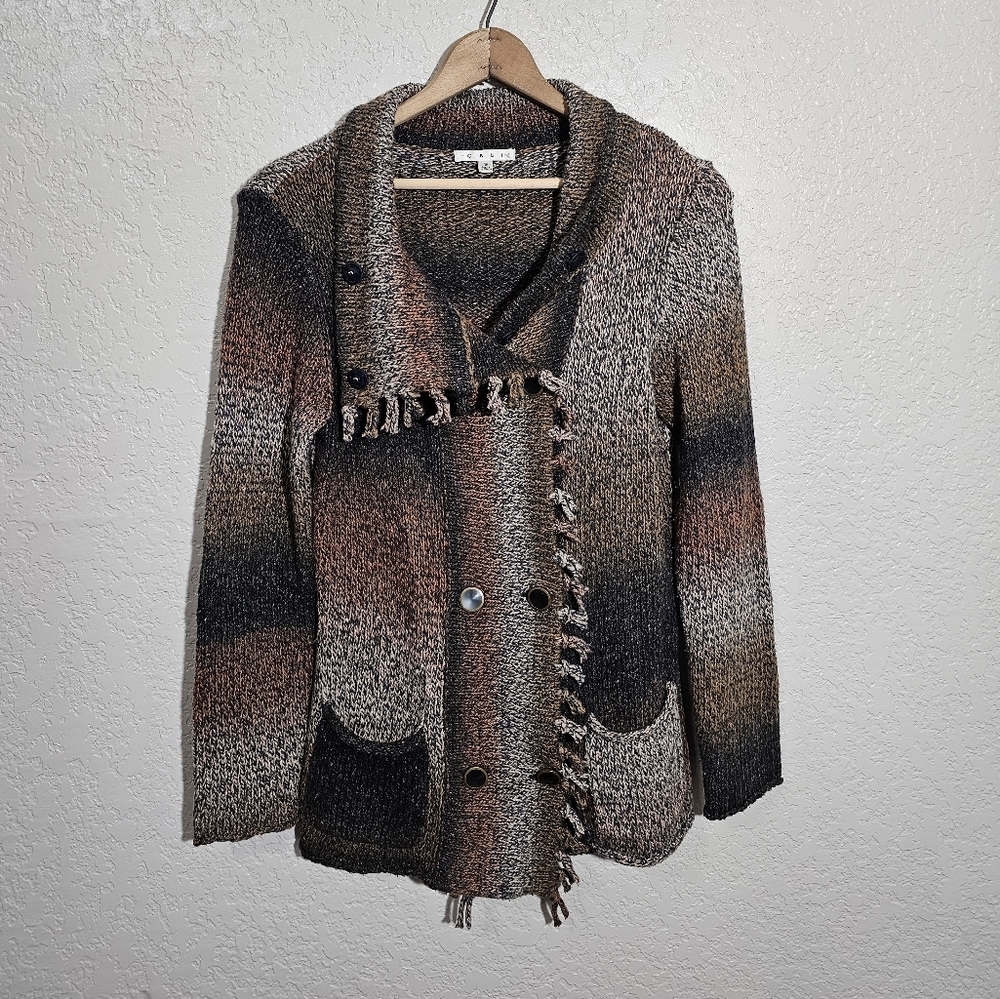 Cabi Frontier Silk Blend Double Breasted Sweater